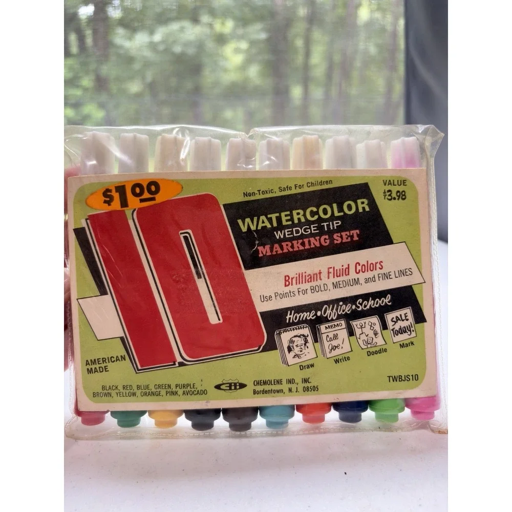 Vintage Chemolene Watercolor 10 Wedge Tip Marking Set USA – Model TWBJS10